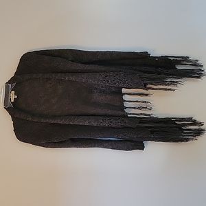 Monteau Open Cardigan with Fringe Hem, Size Medium